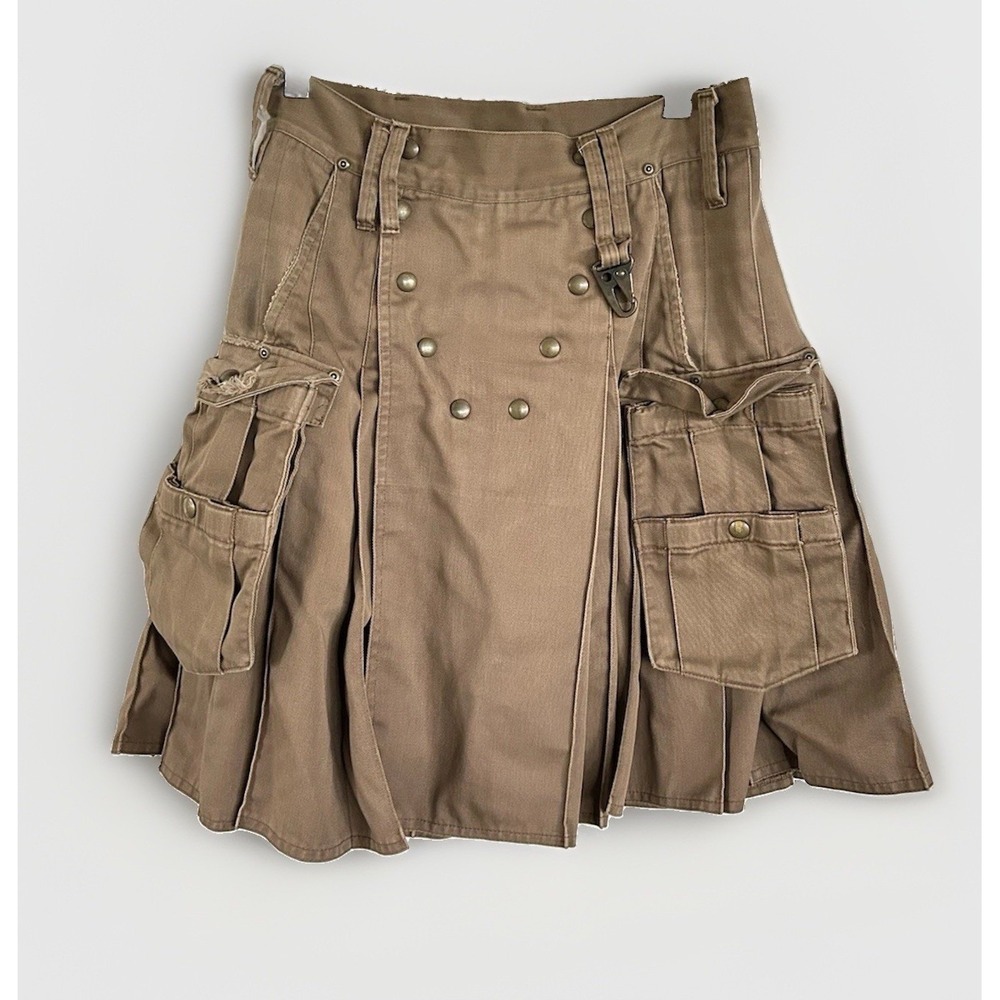 Utilikilts Workman Utility Kilt Tan Cotton Canvas Cargo Pockets Men's 31 / 32